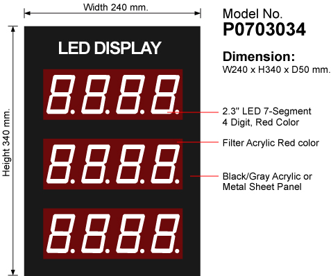 LED Display Module 2.3 , 4Digit, 3Row - P0703034